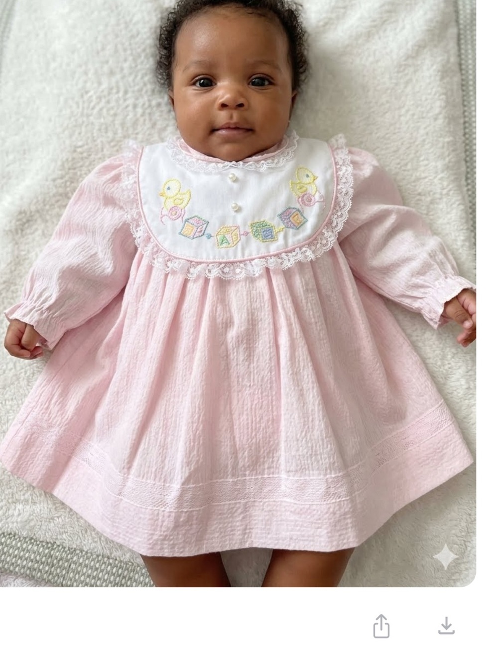 Vintage baby togs Classic Baby Pink embroidered Bib Dress for Girls 3/6m
